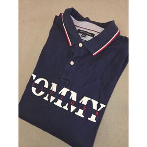 Tommy Hilfiger Men's Navy Custom Fit Stretch Polo Shirt XXL Big Logo Classic
